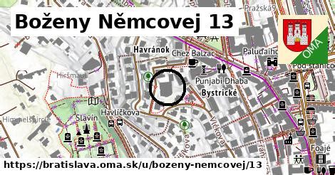 Mapa Veľkého Krtíša s vyznačenou ulicou Boženy Nemcovej