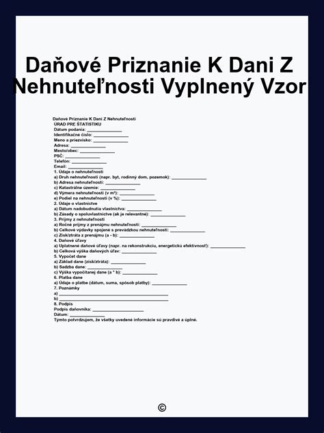 Daňové priznanie k dani z nehnuteľnosti