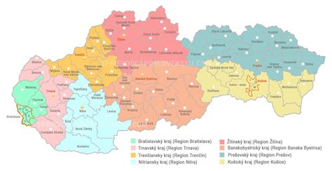 Mapa regiónu s vyznačením Novej Dediny a Levíc