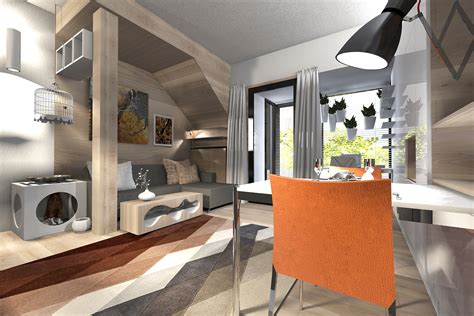 Vizualizácia multifunkčného nábytku v malom byte