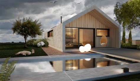 Vizualizácia modernej novostavby na pozemku