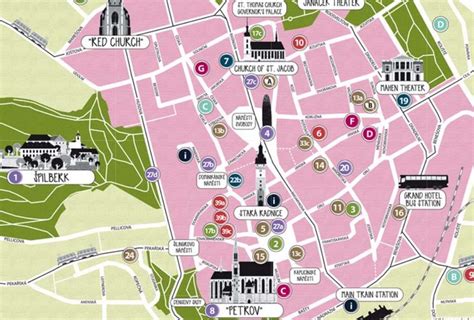 Mapa Brna s vyznačenou mestskou časťou Slatina