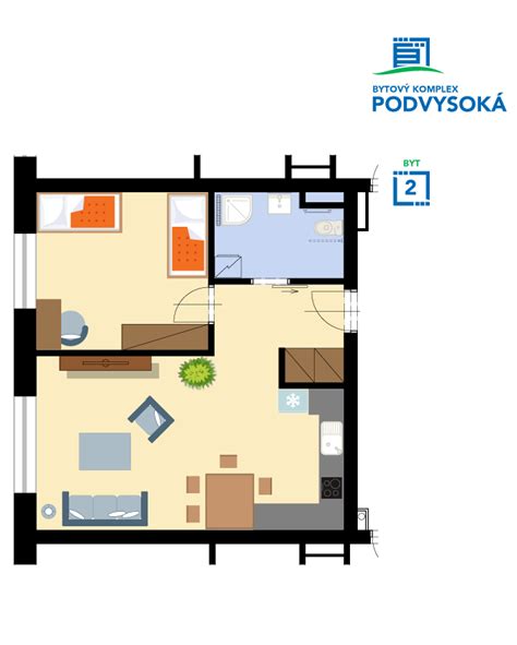 Ilustrácia rôznych dispozícií bytov: 1+kk, 2+kk, 2+1