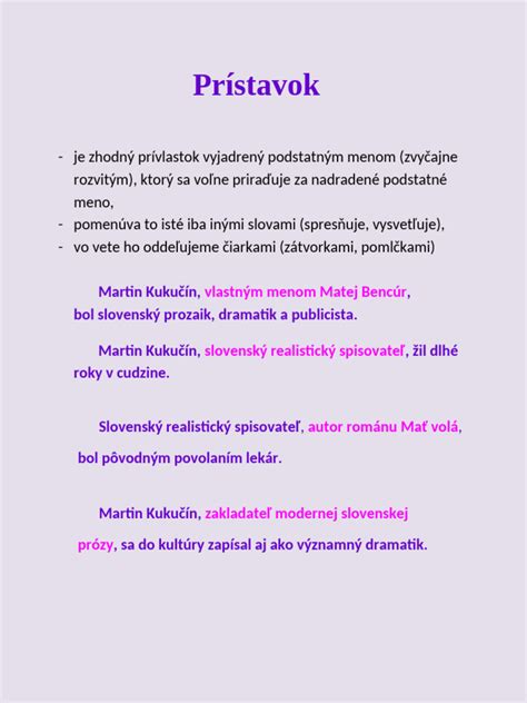 Infografika porovnávajúca prívlastok a prístavok