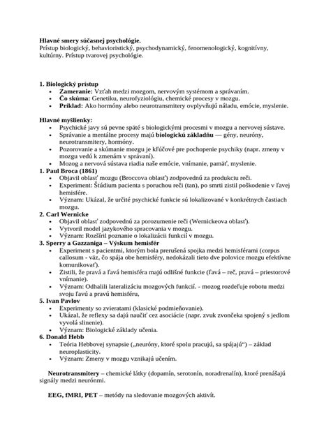 História psychológie a jej hlavné smery