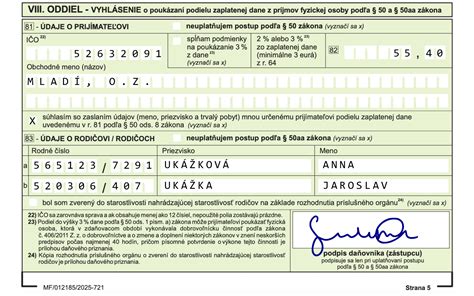 Príklad vyplneného formulára