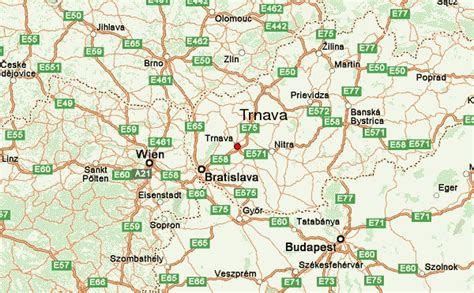 Map of Trnava with highlighted business zones