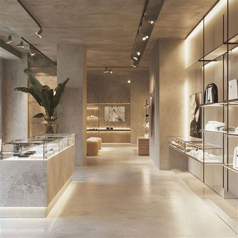 Interior of a retail space with large display windows