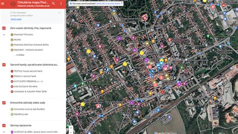 Mapa centra Pezinka s vyznačenými ulicami M.R. Štefánika a Moyzesova