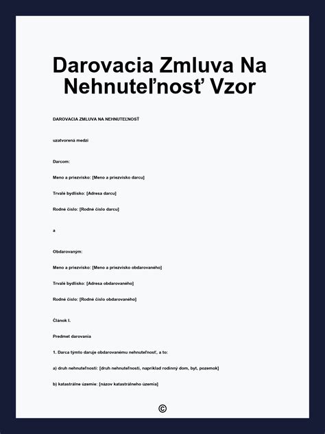 Darovacia zmluva na nehnuteľnosť