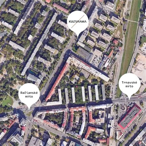 Mapa zobrazujúca občiansku vybavenosť v okolí Potravinárskej ulice v Nitre