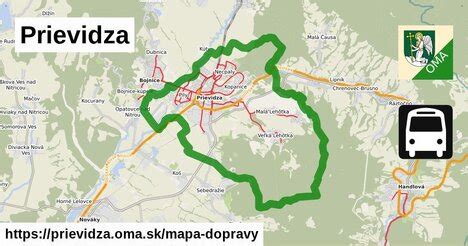 Mapa okresu Prievidza s vyznačenými lokalitami