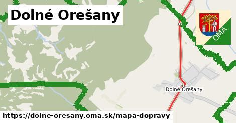 Mapa obce Dolné Orešany s vyznačenými lokalitami