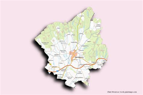 Mapa okresu Zlaté Moravce s vyznačenými Jedľovými Kostoľanmi