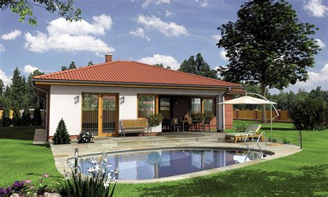 Dispozícia moderného bungalovu s otvorenou obývacou časťou