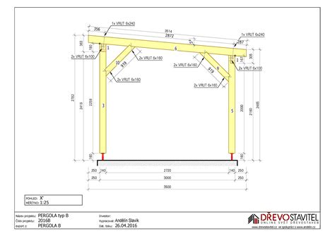 schematický nákres pergoly