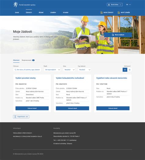 Screenshot Portálu výstavby URBION