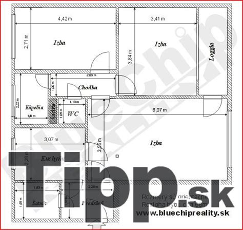 Pôdorys moderného 3-izbového bytu s balkónom