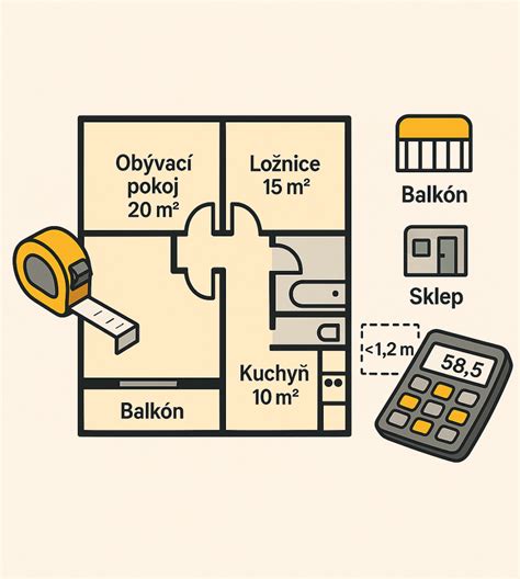 Grafické znázornenie výpočtu podielovej plochy bytu k celkovej ploche bytového domu
