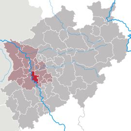 Mapa spolkovej krajiny Severné Porýnie-Vestfálsko s vyznačenými väčšími mestami