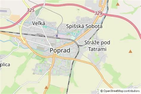 Mapa Popradu s vyznačenou ulicou Rovná a okolím