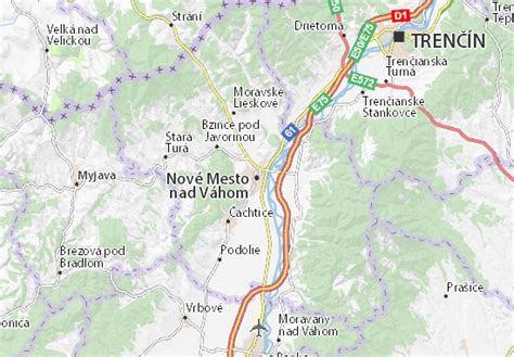 Mapa regiónu Nové Mesto nad Váhom a Piešťany