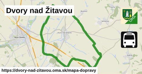 Mapa obce Dvory nad Žitavou s vyznačenými lokalitami