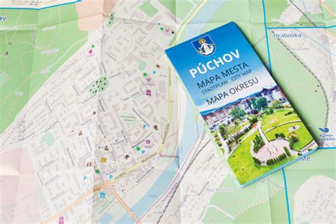 Mapa mesta Púchov s vyznačenými obľúbenými lokalitami pre bývanie