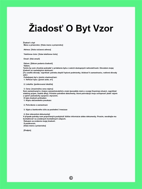 Ilustrácia žiadosti o prenájom