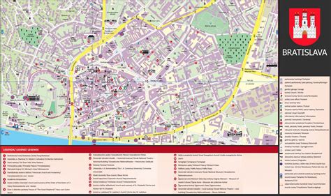 Mapa Bratislavy s vyznačenými oblasťami ako Koliba, Rača, Vrakuňa, Ružinov