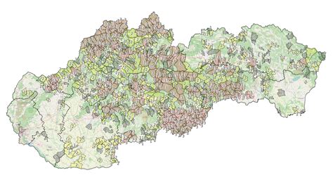 Mapa Slovenska s vyznačenými regionálnymi úradmi pre územné plánovanie a výstavbu