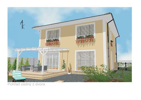 Ilustrácia rodinného domu v modernom štýle