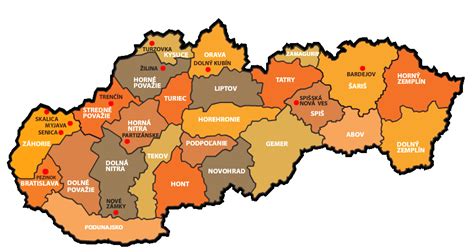 Mapa regiónu Oravy s vyznačenými obcami