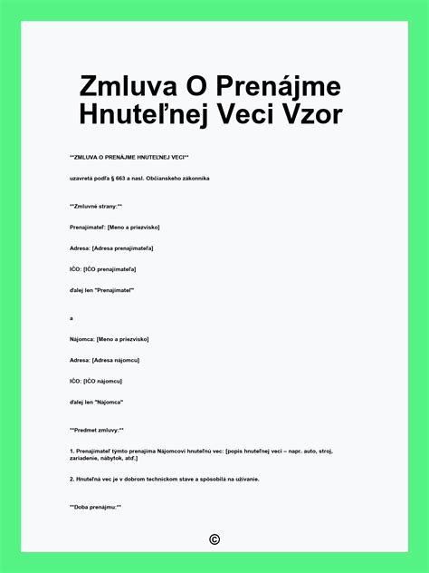 Ilustrácia zmluvy o prenájme