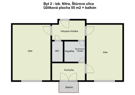Typický podorys jednoizbového bytu