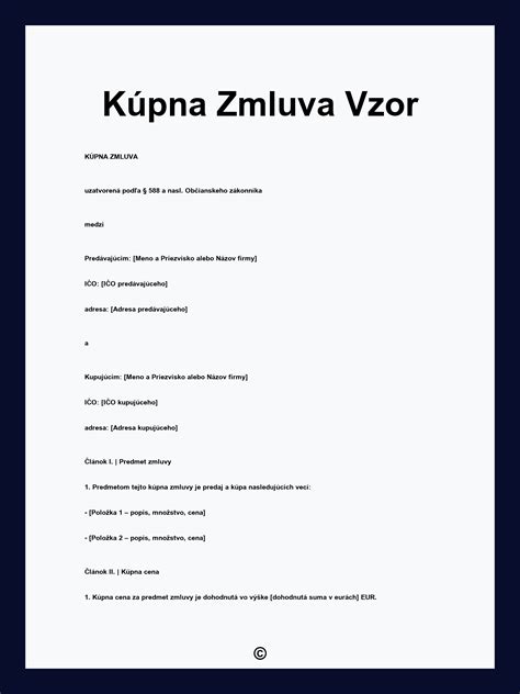 Vzor kúpnej zmluvy na nehnuteľnosť
