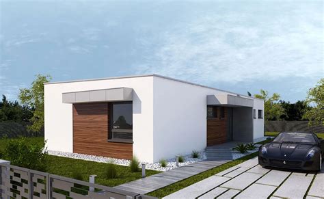 Vizualizácia bungalovu navrhnutého pre úzky pozemok