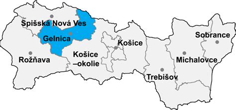Mapa okresu Gelnica