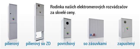 Rozličné typy elektromerových rozvádzačov (nástenný, zapustený, pilierový)