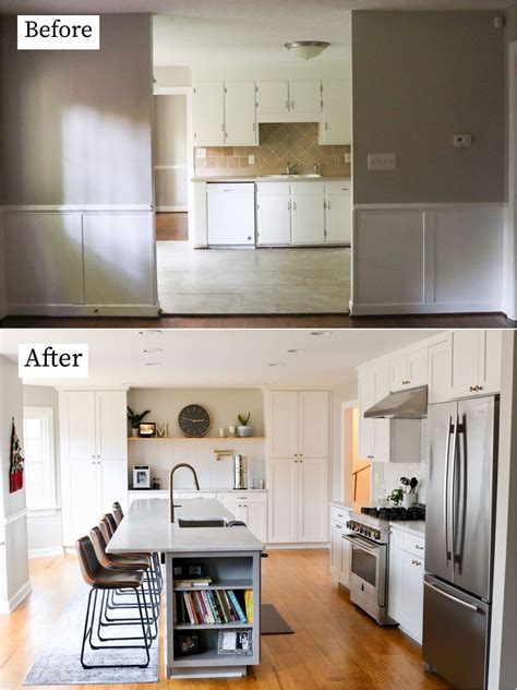 Before and after renovation comparison of a kitchen