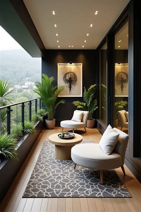 Interior of a modern apartment with balcony