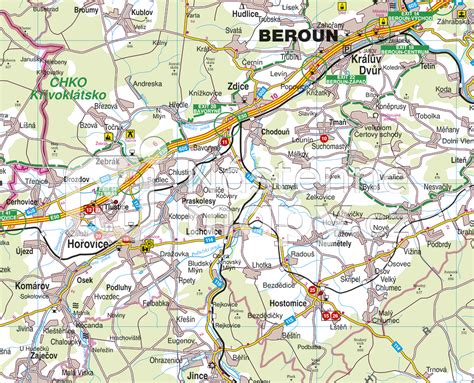 Mapa okresu Beroun s vyznačenými obcami