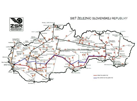 Mapa železničnej siete Slovenskej republiky