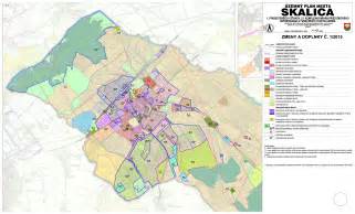 Mapa mesta Skalica s vyznačenými stavebnými zónami