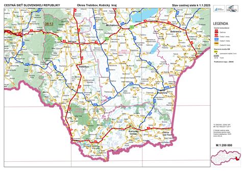 Mapa okresu Trebišov s vyznačenými obcami