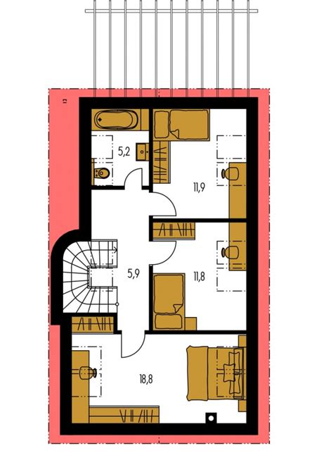 Úzky pozemok s navrhnutým bungalovom