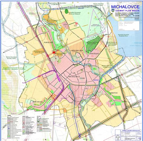 Mapa mesta Michalovce s vyznačenými lokalitami