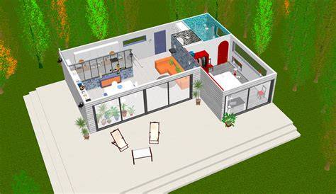 Interiér izby navrhnutý v Sweet Home 3D