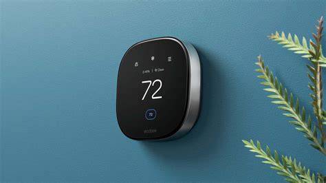 ilustration of a modern smart home with a thermostat