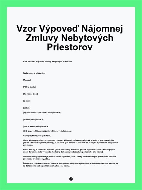 Šablóna nájomnej zmluvy